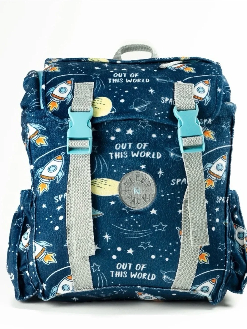 Mimish -Navy Rocket Print Kids sleeping bag backpack - Out of This World -NEW